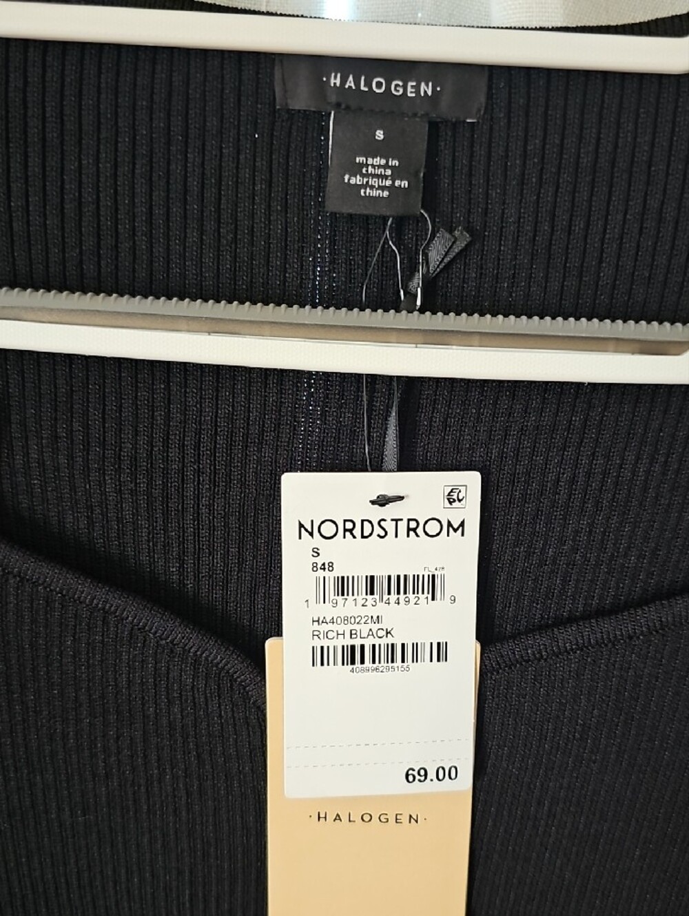 Halogen Black Ribbed Long-Sleeve Square Neck Top - Picture 3 of 3